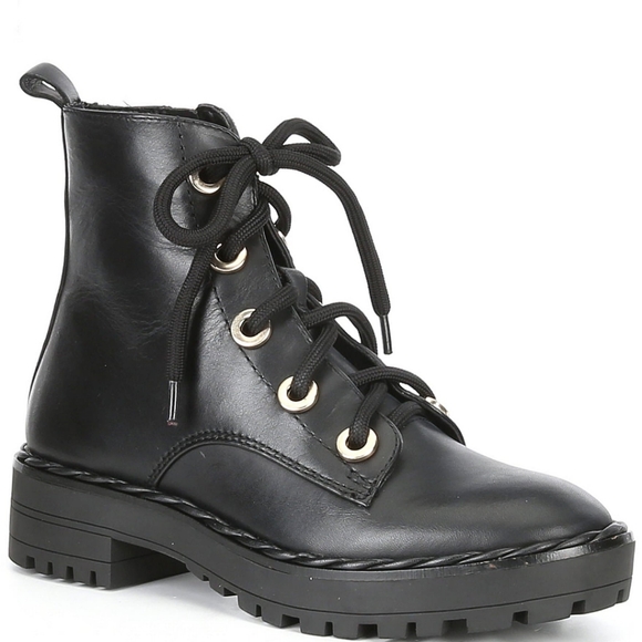 Gianni Bini Leahey Leather Lace-Up Combat Booties - Picture 1 of 6
